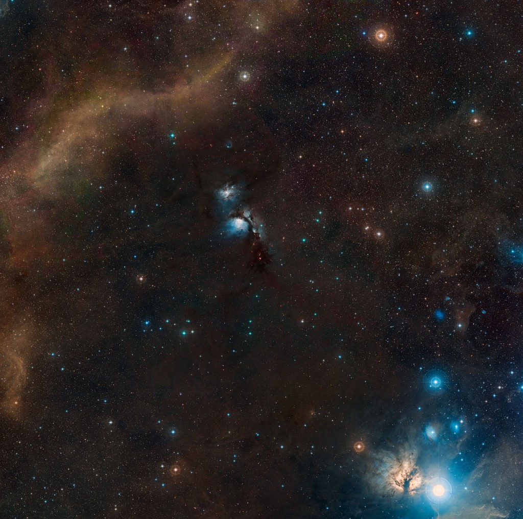 This image shows the Herbig–Haro object 24 and the surrounding sky as it is seen from the ground.