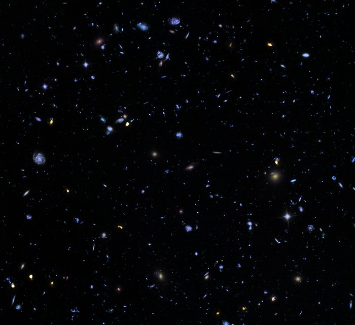 This image, called the Hubble eXtreme Deep Field (XDF), combines Hubble observations taken over the past decade of a small patch of sky in the constellation of Fornax. With a total of over two million seconds of exposure time, it is the deepest image of the Universe ever made, combining data from previous images including the Hubble Ultra Deep Field (taken in 2003 and 2004) and Hubble Ultra Deep Field Infrared (2009). The image covers a region less than a tenth of the width of the full Moon across, making it just a 30 millionth of the whole sky. Yet even in this tiny fraction of the sky, the long exposure reveals about 5500 galaxies, some of them so distant that we see them when the Universe was less than 5% of its current age. The Hubble eXtreme Deep Field image contains several of the most distant objects ever identified.