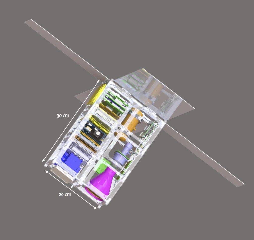 Schematic of the HyTI nanosatellite. Credit: HyTI, UH Mānoa.
