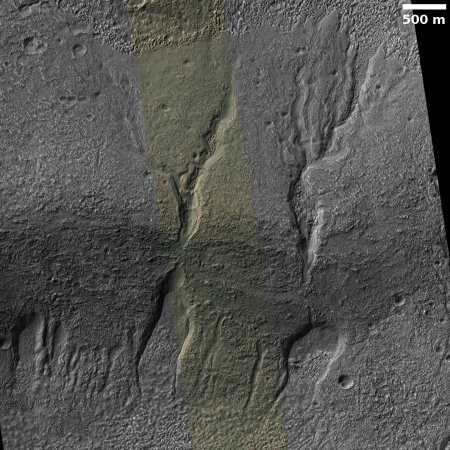 Older Gullies and Channels in Slopes of Softened Large Crater